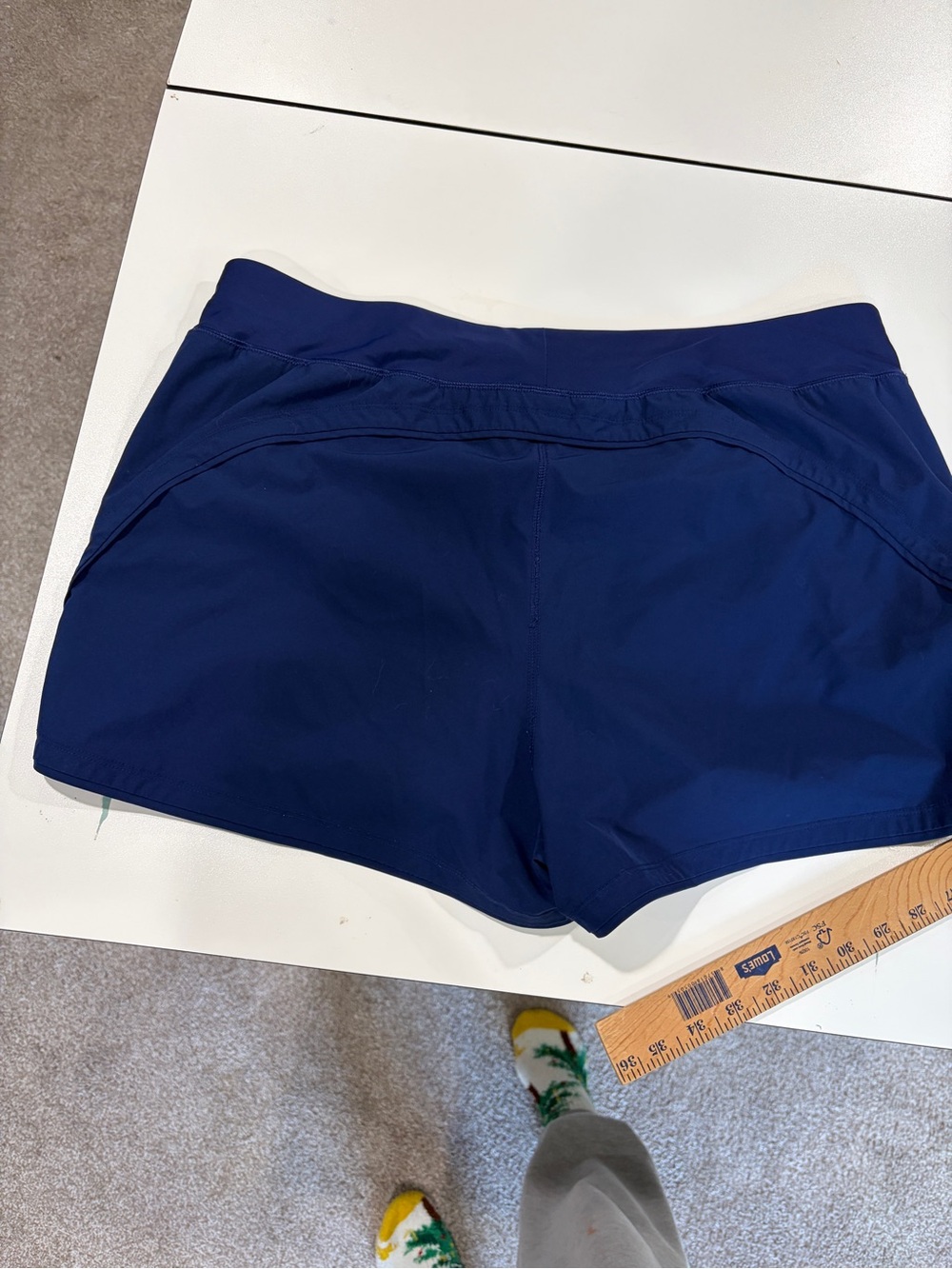 Lands' End Navy Athletic Swim Shorts with panty liner